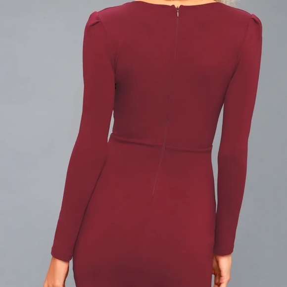 Lulus Red Long Sleeve Deep V-Neck Dress ❤️✨ - Picture 3 of 13
